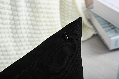 TangDepot 12x12 Black Cotton Throw Pillow Cover - Durable, Removable Zipper