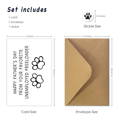 Funny Dog Dad Card with Envelope & Sticker - 4" x 6"