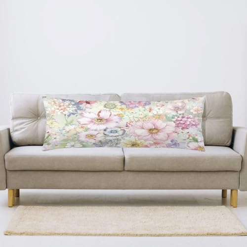 GUVICINIR Floral Body Pillow Cover 20"x54" - Colorful Spring Flowers