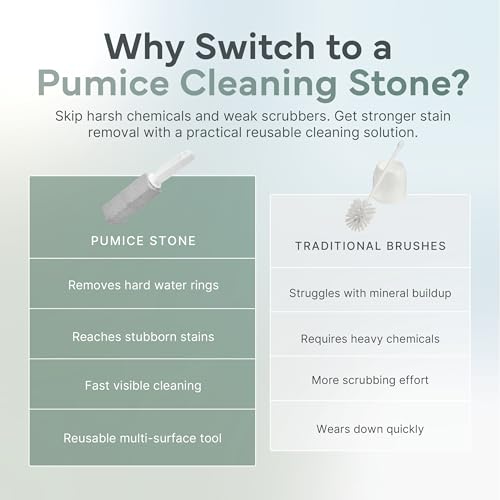 Toilet Bowl Pumice Stone with Handle - 3 Pack for Hard Water, Lime & Rust Removal