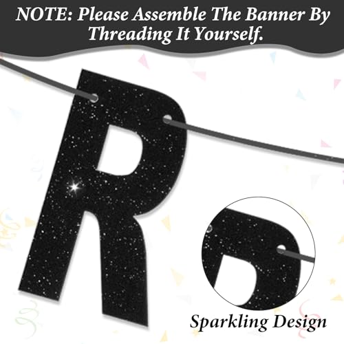 Black Glitter RIP Fake ID Banner for 21st Birthday Decorations