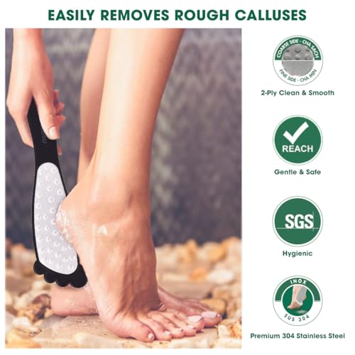 Hotosu Stainless Steel Double-Sided Foot File and Callus Remover for Wet and Dry Skin