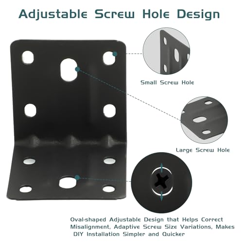 Alise 10 Pack Heavy Duty Black L Brackets 2x2in for Furniture