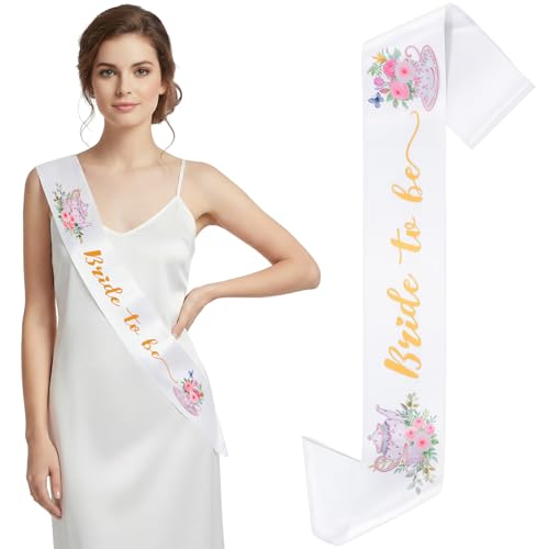 Tea Party Bride To Be Sash - Floral Satin Bachelorette Decor