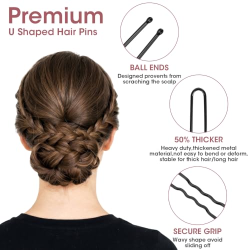 DySaLic 2.8 Inch U Shaped Heavy Duty Hair Pins 200 Pcs Black