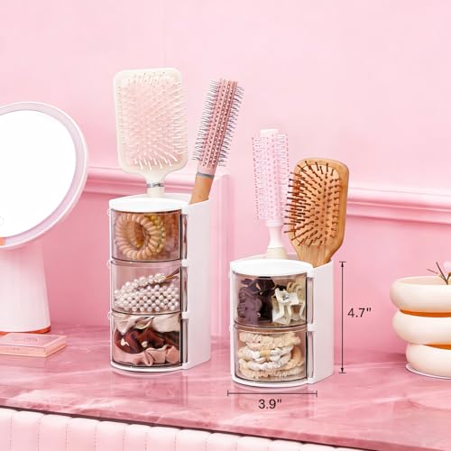 Luscinia 2-Layer Hair Accessories Organizer with Brush Holder - White