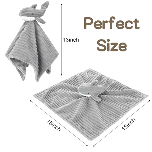 BEILIMU Baby Security Blanket - 15 Inch Soft Whale Lovey for Newborns