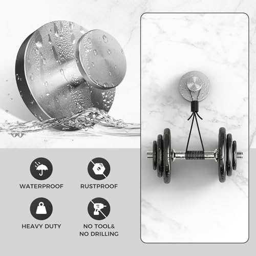 WingWider Heavy Duty Suction Cup Hooks - 304 Stainless Steel - 2 Pack, Silver