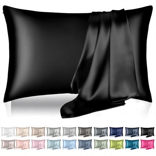 DKBslik Mulberry Silk Pillowcase for Hair & Skin, Black Queen 20x30