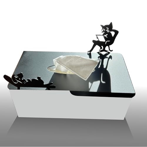 Funny Cat Psychiatrist Tissue Box Cover - Matte Black Steel