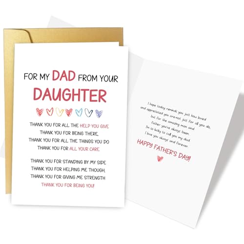 Sentimental Father's Day Card from Daughter - 8x5.3 inches