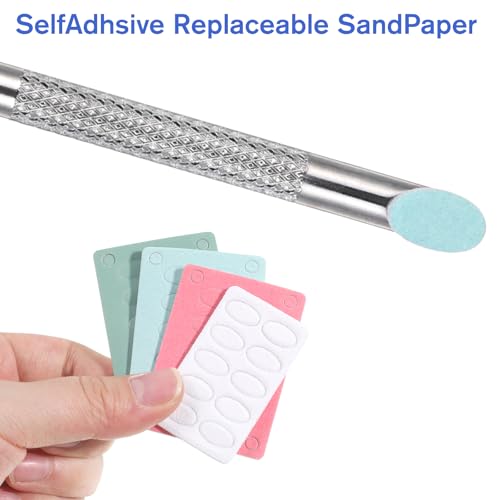 Tweruna Stainless Steel Loop Cuticle Pusher and Nail Sandpaper Kit