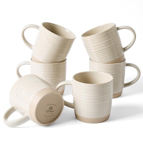 Constellation-Beige Coffee Mug Set of 6 - 13oz Ceramic Cups with Handles
