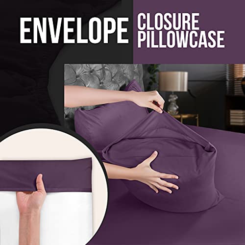 Utopia Bedding Purple Queen Size Pillow Cover Set of 4 - Microfiber, Soft & Fade-Resistant