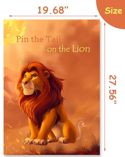 Safari Party Game - Pin the Tail on the Lion with Blindfolds & Stickers