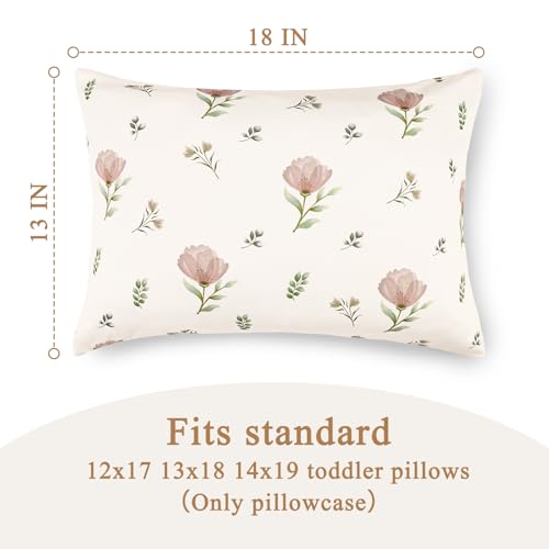 SWESEN 2-Pack Floral Toddler Pillow Cases - Soft Travel Covers 13x18