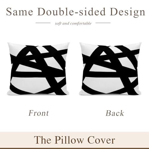 Nezweld Black and White Striped Throw Pillow Covers, 18x18 Inch Set of 2