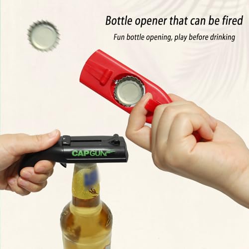 Cap Gun Bottle Opener - Funny Shooting Opener, Black-Gray (2)