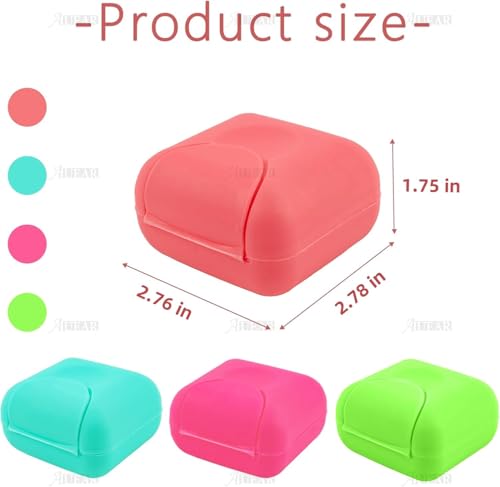 AUEAR 4 Pack Portable Soap Box - Candy Color Travel Dish Containers