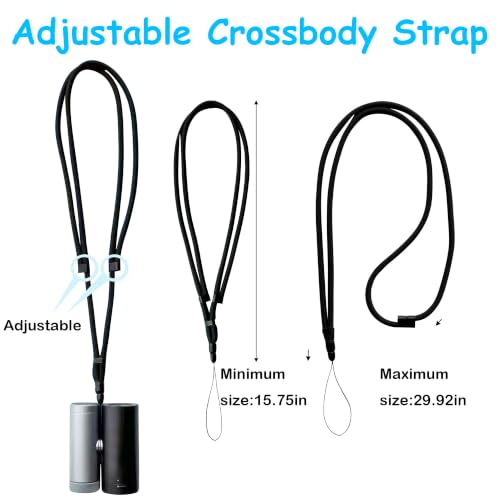Adjustable Crossbody Strap & Wrist Lanyard for Shark ChillPill Fan - Black