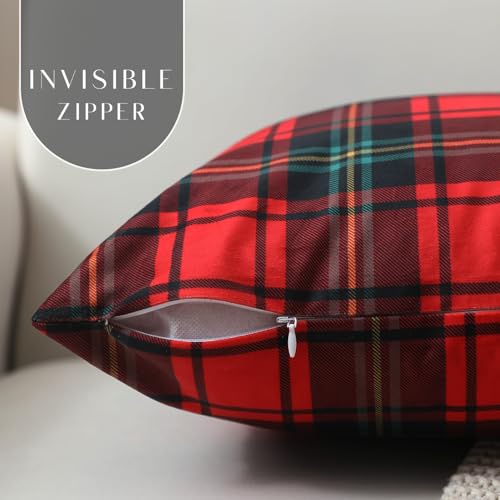 Christmas Pillow Covers 18x18 Set of 2, Buffalo Check Plaid Cushion Cases