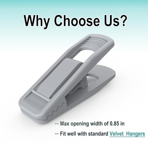 TOFIIGREM Hanger Clips Perfect for Velvet Hangers (Grey, 20 PCS),