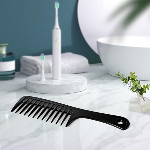 Wide Tooth Detangling Comb for Curly Hair - 2 Pack Black