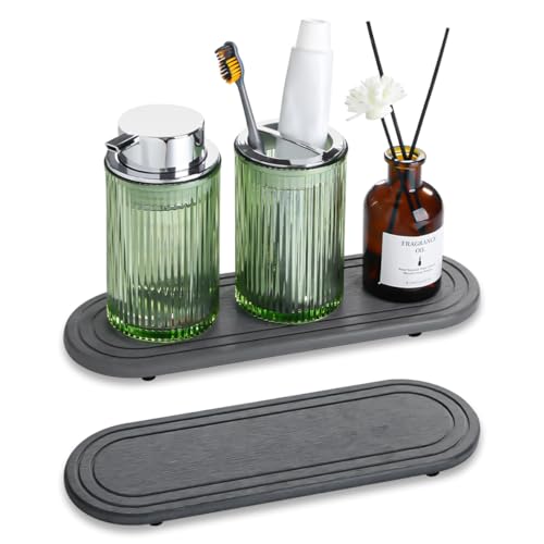 Diatomite Water Absorbing Stone Tray Set - Quick Dry Gray Sink Organizer