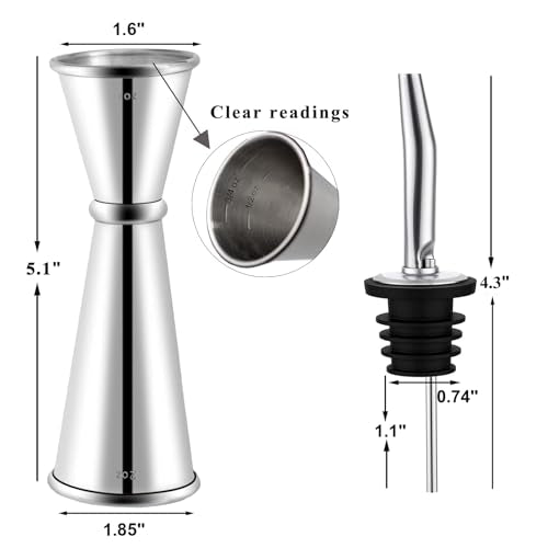Pafusen Stainless Steel Japanese Jigger & 2 Pourers Set (2 oz, 1 oz)