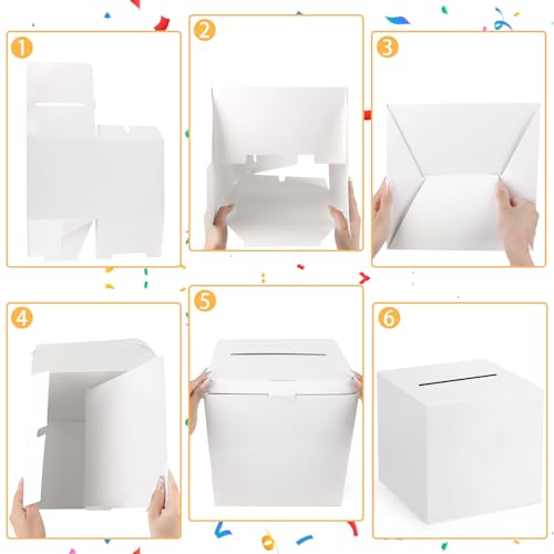 White Card Box with Slot - 11.4'' Money Box for Weddings & Parties