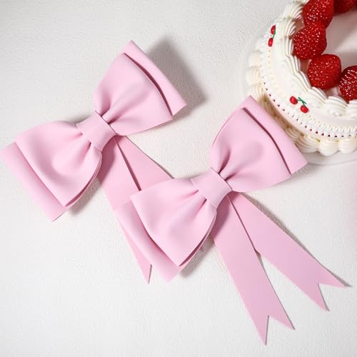 2 Oversized Pink Bow Cake Toppers | Princess Party Decorations