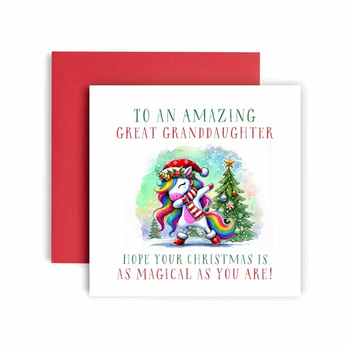 Great Granddaughter Unicorn Christmas Card - Holiday Greeting for Girls Teenager - Variation of THIS listing