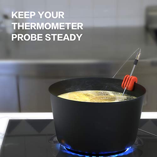 CAPPEC Silicone Pot Clip for Thermometers - Heat Resistant, Non-Scratch, Hands-Free Cooking - Compatible with Most Probe Sizes (1)