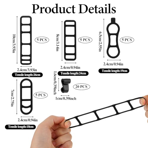 40 Pcs Bicycle Light Silicone Straps Bike Silicone Mount Band Rubber Straps Bike Light Mount Bike Flashlight Mount for Cell Phones Speaker Lights Holder Bicycle Handlebar Bicycle Light Sets(Multisize)