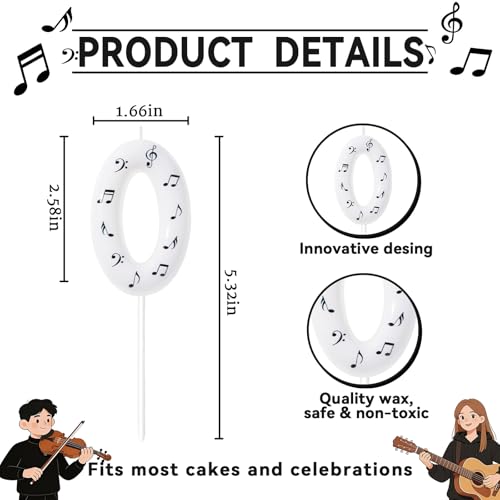 Music Birthday Candle - Number 0 Cake Topper for Parties