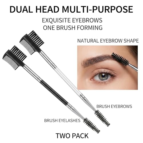 4 Pcs 3-in-1 Eyebrow Brush and Eyelash Comb Set with Spoolie