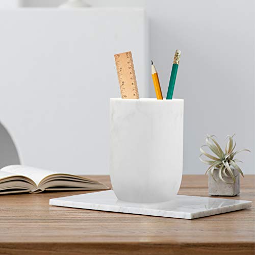 Elegant Marble Toothbrush Holder - Multi-Functional Bathroom Organizer