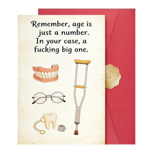 Funny Offensive Birthday Card - Rude Sarcastic Old Age Gag Card for Best Friends