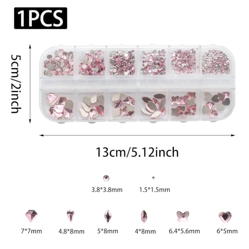 Pine & Linen Pink Nail Art Rhinestones Kit with Tweezer Picker