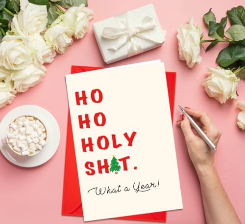 Funny Christmas Card - Holy Shit, What a Year! 5.3" x 8"