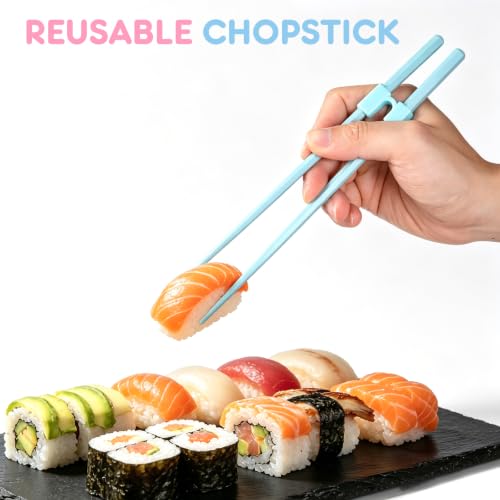 Training Chopsticks Set for Beginners - 8 Pairs with Clip-On Helpers