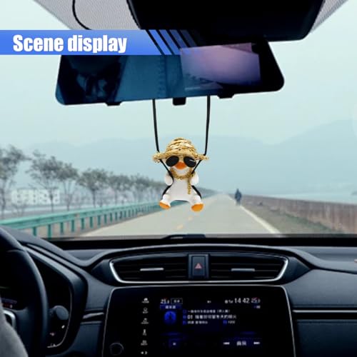 Swinging Duck Car Rear View Mirror Charm - Cute Auto Decoration