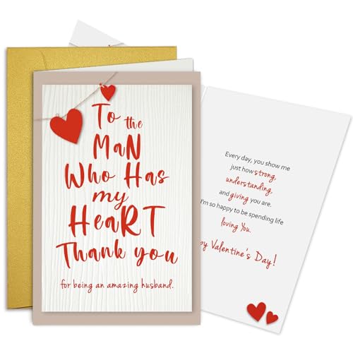 Heartfelt Valentine's Day Card for Husband - 8x5 Durable Design