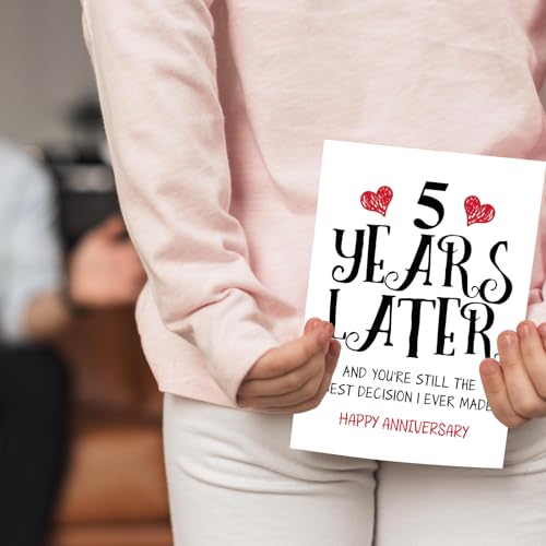 Funny 5th Anniversary Card for Husband or Wife - Blank Inside
