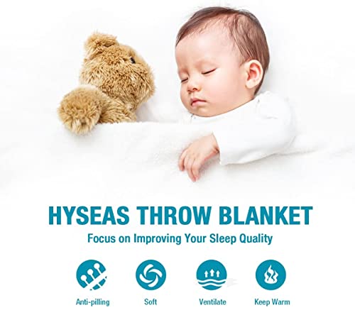 HYSEAS Teal Flannel Fleece Throw Blanket 50x60 Inch - Soft Plush Microfiber