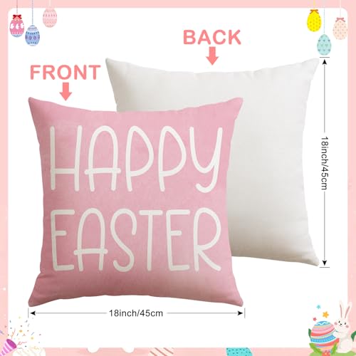 Artscope Easter Rabbit Throw Pillow Covers 18x18 Inch - Set of 4