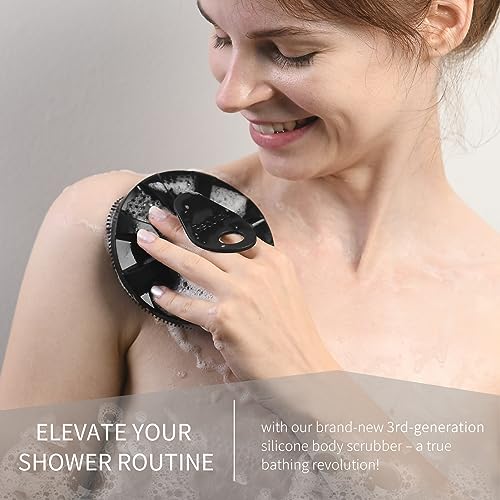 BEAUTAIL Silicone Body Scrubber & Gentle Exfoliating Shower Brush - Black