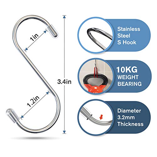 Heavy Duty S Hooks - 20 Pack Metal S Shaped Hooks for Organizing