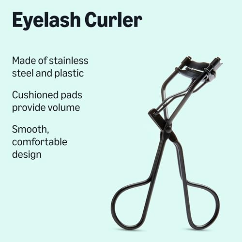 Amazon Essentials Eyelash Curler with Thick Cushion Pads, Sleek Black
