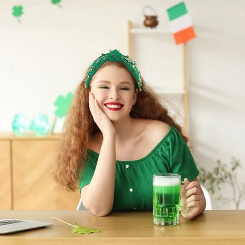 St. Patrick's Day Rhinestone Shamrock Knotted Headband for Women